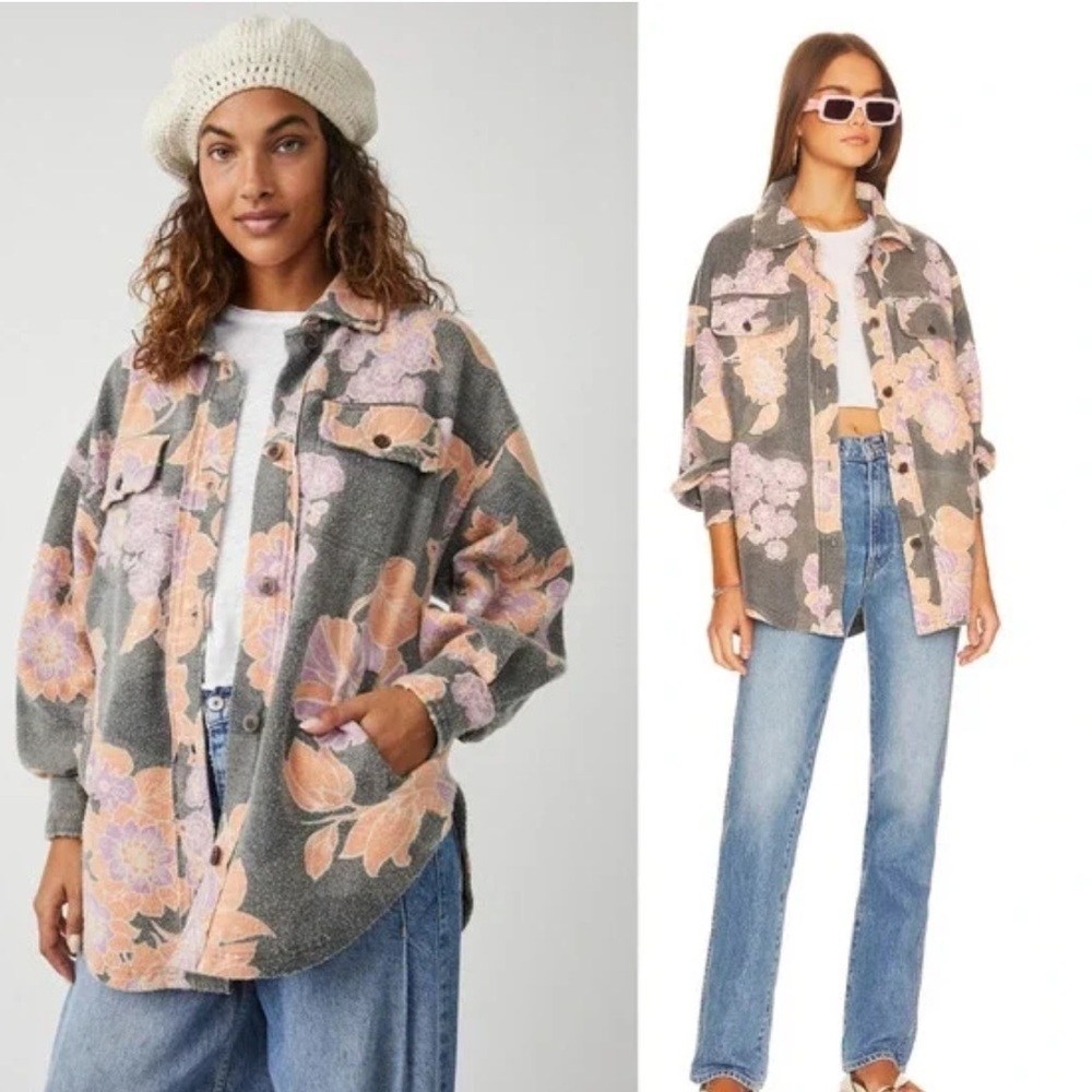 Free People Floral Printed Ruby Shirt Jacket